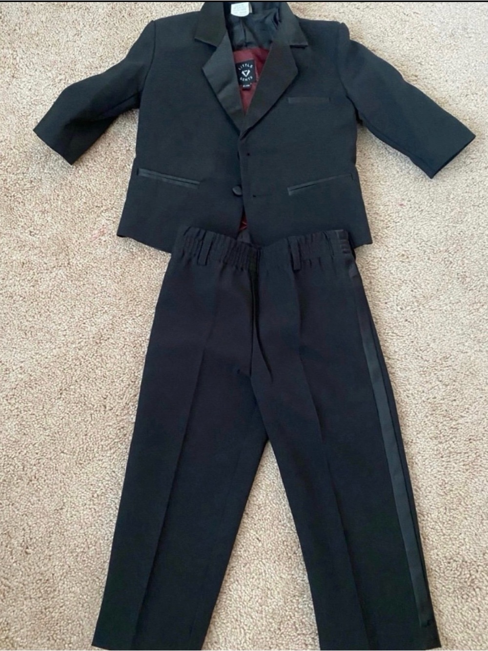 18-24 Months Black Two-Piece Tuxedo Set with Satin Trim
